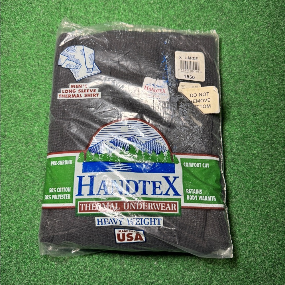Vintage Handtex Black Thermal Mens XL Long Sleeve Shirt Deadstock Sealed